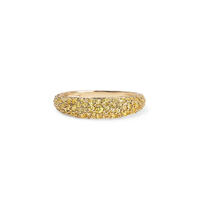 men’s wedding rings with simple designs-Yellow Sapphire Pave Stack Ring