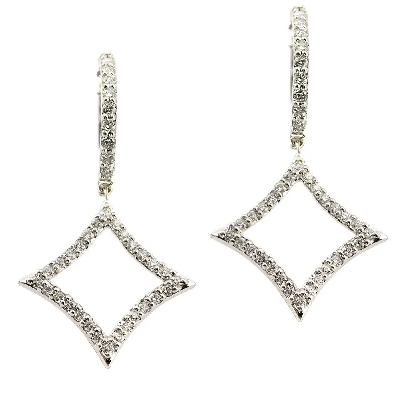 oversized resin earrings for statement fashion -14k White Gold 1/2ct TDW Diamond Hoop Dangle Earrings (H-I, I1-I2)