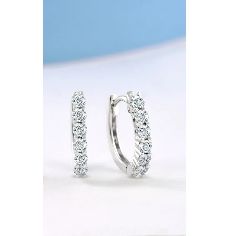 sparkling crystal ear cuffs for a chic look -3/4 cttw Lab Grown Diamond Hoops in White or Yellow Gold 1/2" Tall