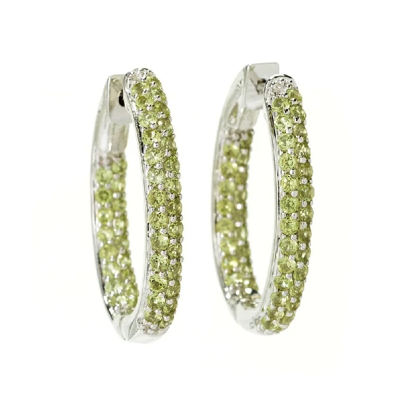 trendy drop earrings for a chic look -925 Sterling SiIver Peridot Hoop Earrings