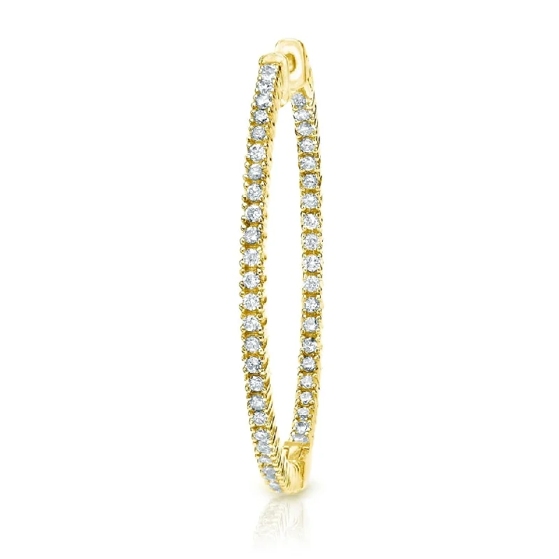 luxury gold earrings for elegant evenings -Auriya 1 1/2ctw Large 58mm Single Diamond Hoop Earring 14k Yellow Gold (J-K, I1-I2)