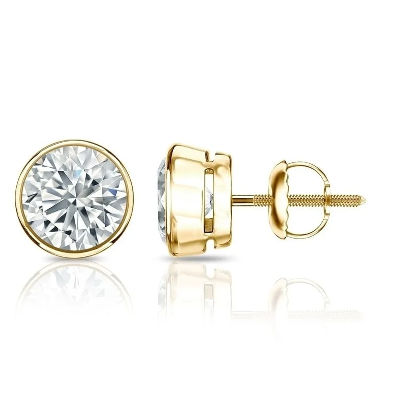 delicate pearl earrings for timeless beauty -Auriya 1 1/2ctw Round Diamond Stud Earrings Bezel-set 18k Gold - GIA Certified