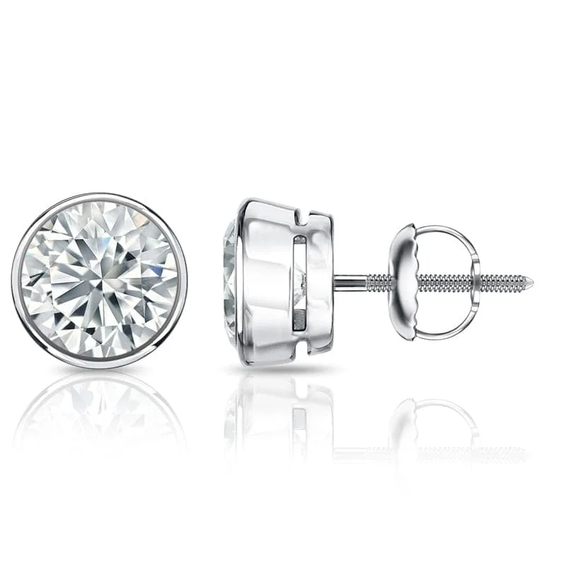 fun and quirky earrings for casual outfits -Auriya 1 1/2ctw Round Diamond Stud Earrings Bezel-set Platinum - GIA Certified