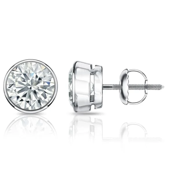 colorful crystal earrings for vibrant fashion -Auriya 1 1/2ctw Round Diamond Stud Earrings Bezel-set Platinum - GIA Certified