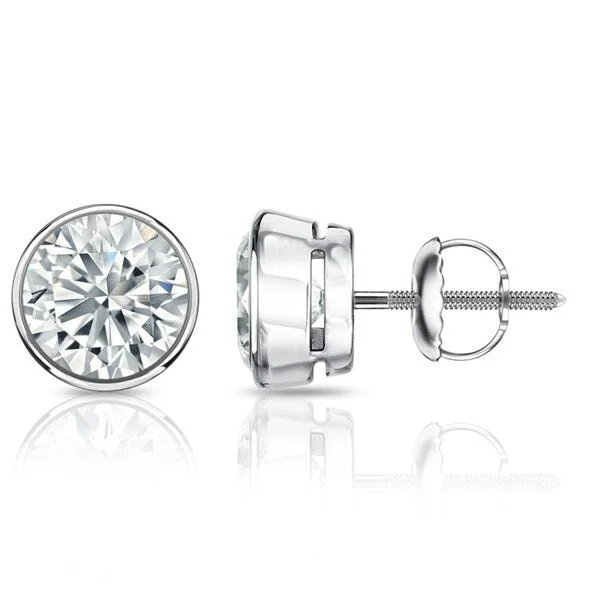 bold statement earrings for a fashion-forward look -Auriya 1.70ctw Round Diamond Stud Earrings Bezel-set Platinum - GIA Certified