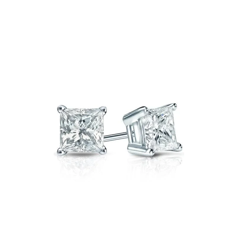 geometric stud earrings for modern fashion -Auriya 14-karat Gold Lab Grown 0.30 carat TDW Princess Diamond Stud Earrings 4-Prong Basket Push-back