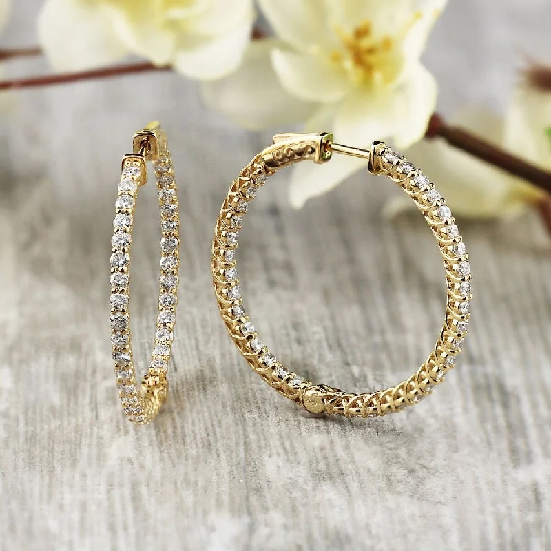 glamorous chandelier earrings for special nights -Auriya 14k Gold 3 3/4ctw Medium Diamond Hoop Earrings - 1.41-inch (H-I, SI1-SI2)