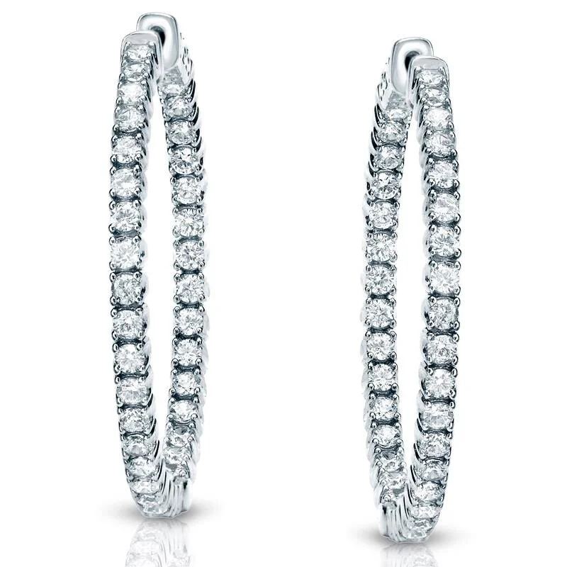 bold silver earrings for contemporary style -Auriya 14k Gold 3/4 carat TW Small Diamond Hoop Earrings (J-K, I1-I2) - 0.75-inch