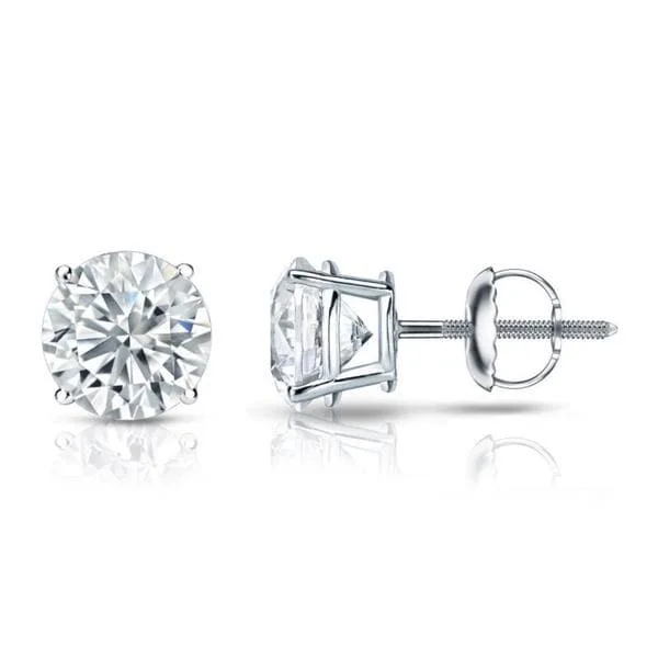 sleek silver huggie earrings for everyday wear -Auriya 14k Gold GIA Certified 2.70 ct. TDW Round Diamond Stud Earrings