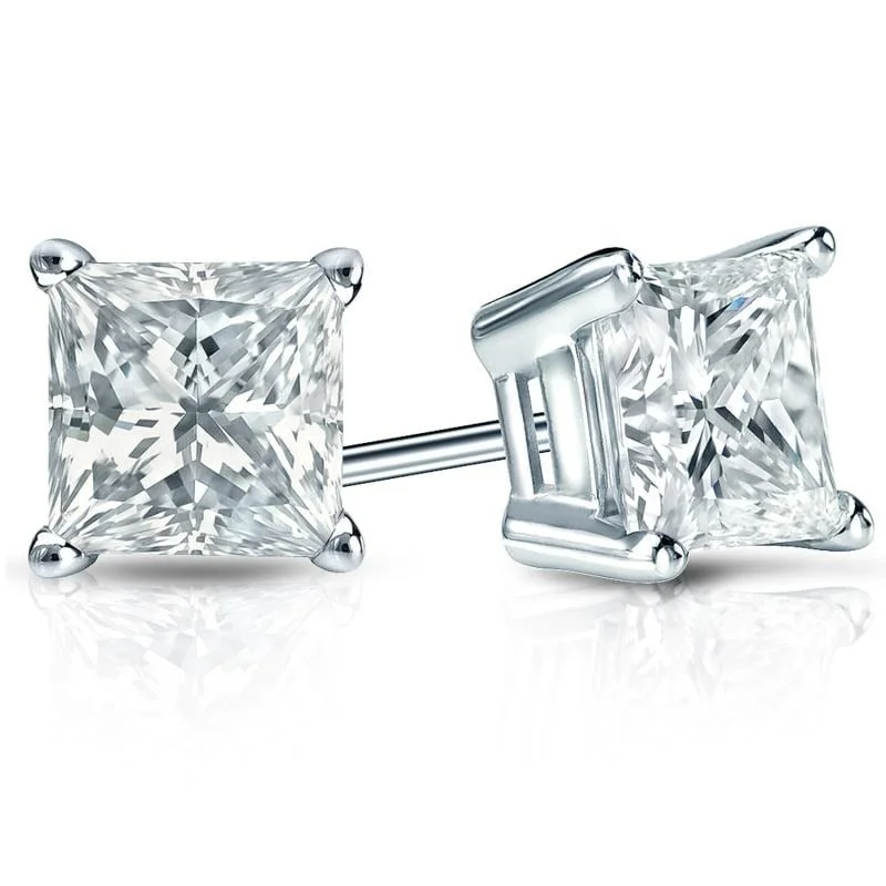 playful geometric earrings for unique style -Auriya 18-karat Gold Lab Grown 6.00 carat TDW Princess Diamond Stud Earrings 4-Prong Basket Push-back