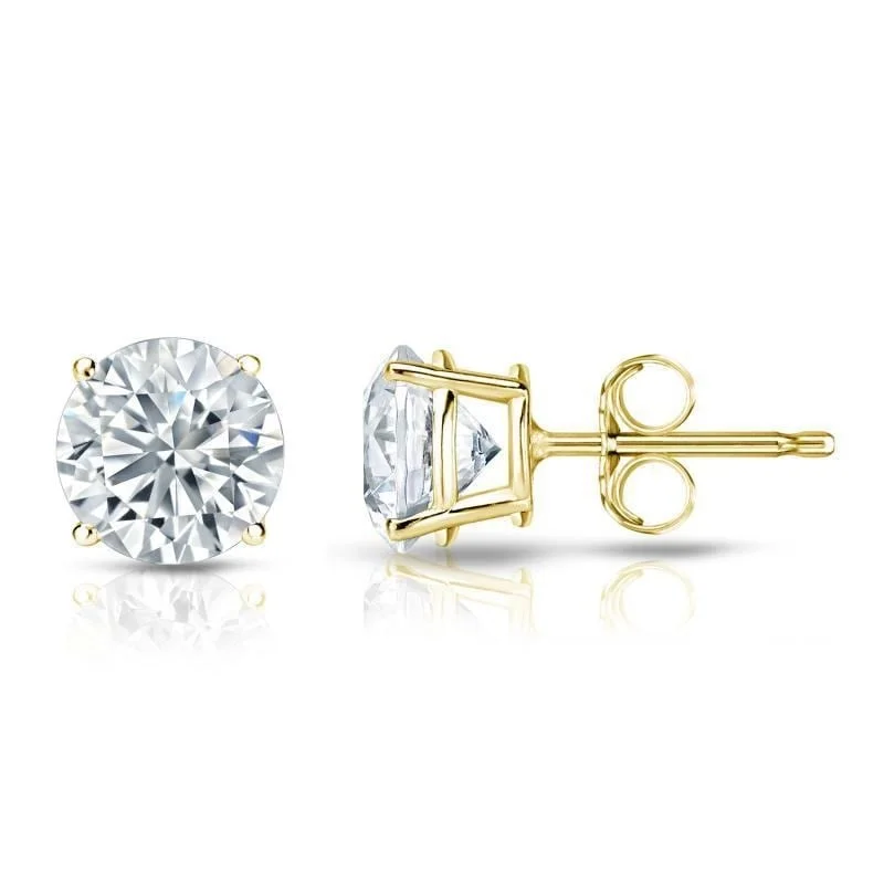 diamond stud earrings for luxury appeal -Auriya 18k Gold Certified 2 carat TW Round Diamond Stud Earrings