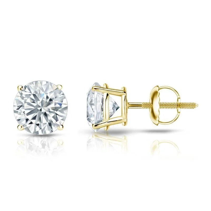 stylish ear cuffs for bold fashion -Auriya 18k Gold GIA Certified 4.70 carat TW Round Diamond Stud Earrings