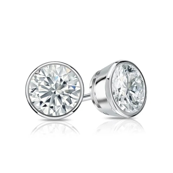 chic silver and gold earrings for mixed metal appeal -Auriya 2ctw Round Diamond Stud Earrings Bezel-set Platinum - Certified