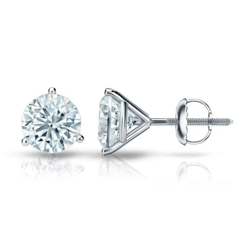 chic tassel earrings for festive outfits -Auriya Platinum Certified 4.00 ct. TDW 3-Prong Martini Round Diamond Stud Earrings