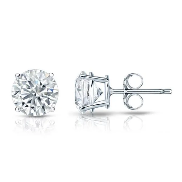 sparkling crystal ear cuffs for a chic look -Auriya Platinum GIA Certified 4.70-Carat TDW Round Diamond Stud Earrings