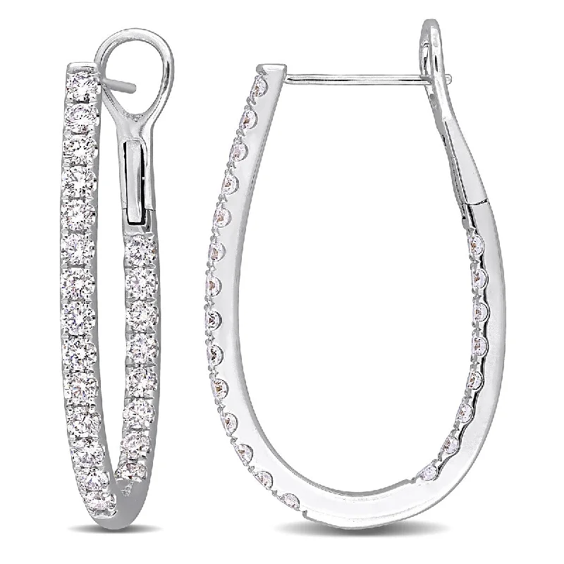 elegant hoop earrings for sophisticated style -Created Forever 2 1/5ct TW Lab-Grown Diamond Hoop Earrings in 14k White Gold