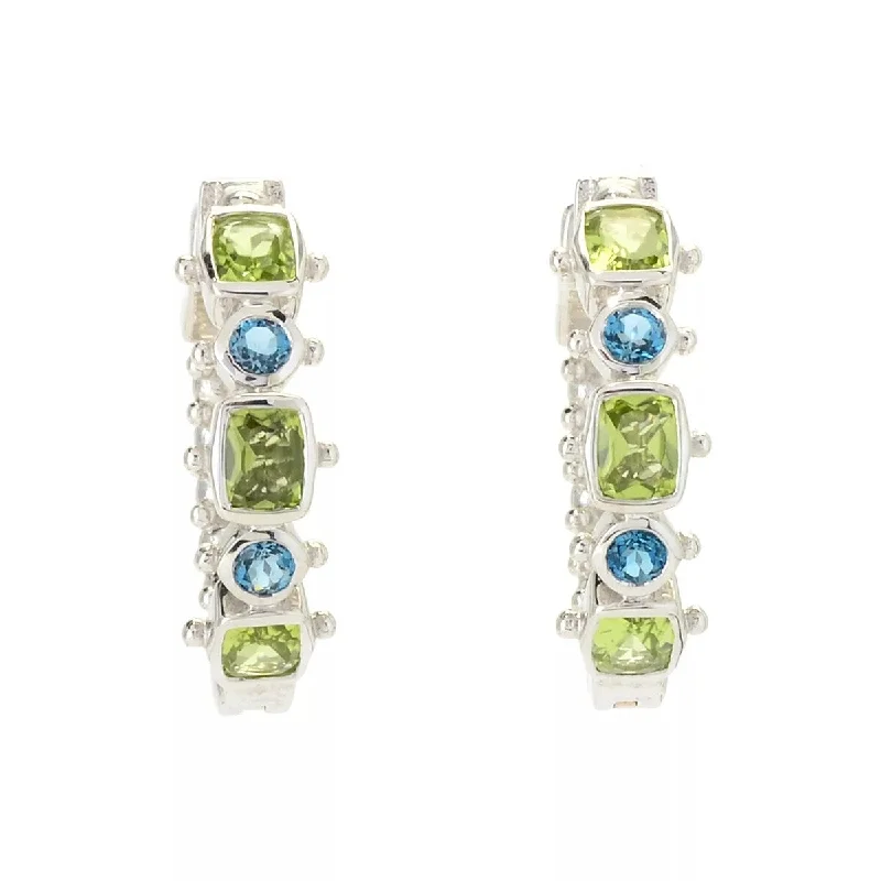 elegant hoop earrings for sophisticated style -Dallas Prince Sterling Silver Choice of Gemstone Hoop Earrings