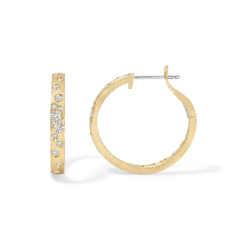 chic hoop earrings for casual outfits -Scattered Diamond Hoop Earrings