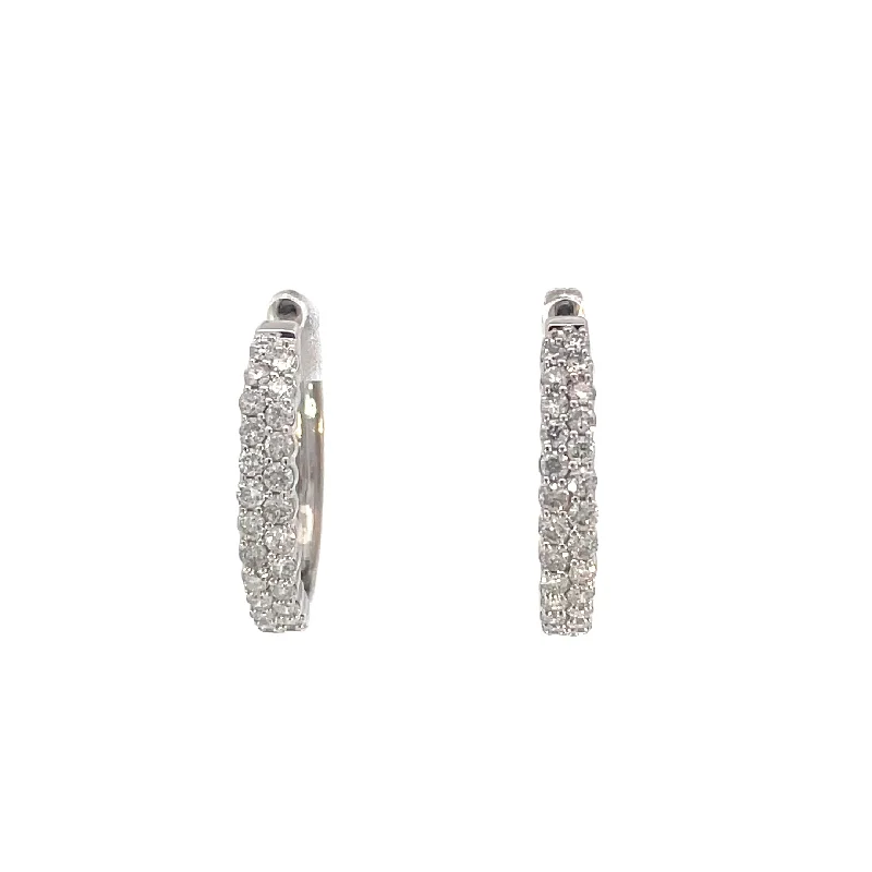 classic gold stud earrings for timeless beauty -White Gold Diamond Hoops