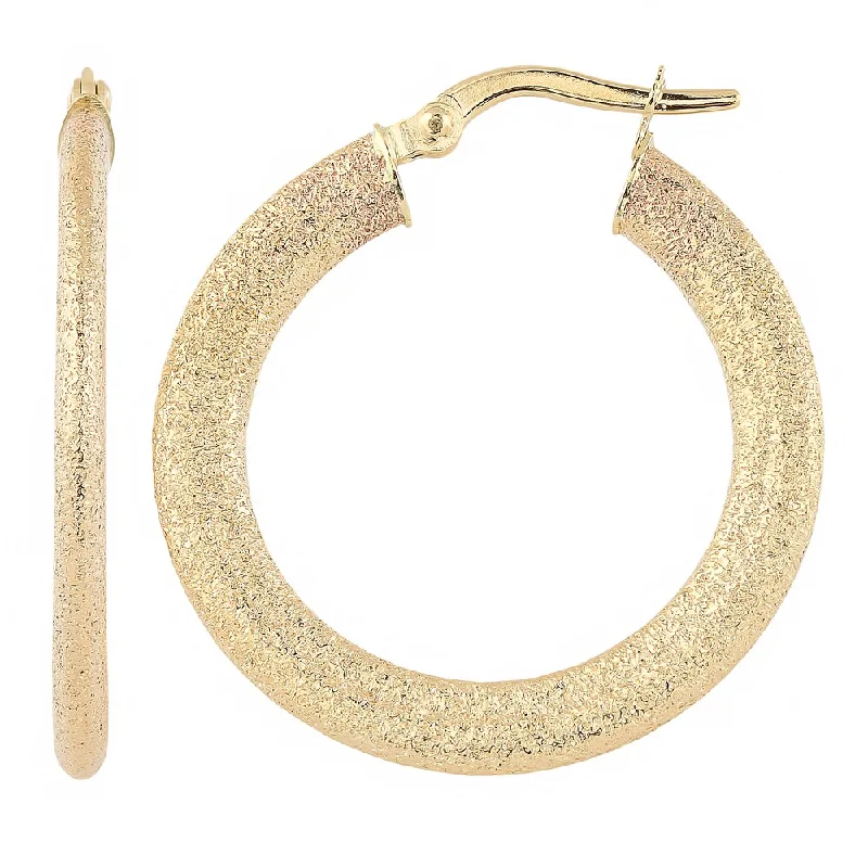 sparkling pearl earrings for sophisticated shine -Fremada 10k Yellow Gold 2x20mm Glass Blast Finish Flat Hoop Earrings