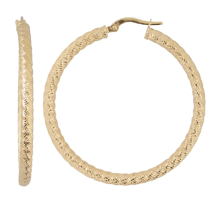 delicate silver earrings for daily outfits -Fremada 10k Yellow Gold 35mm Diamond-cut Hoop Earrings