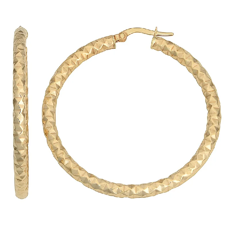 luxurious diamond earrings for a glamorous finish -Fremada 10k Yellow Gold 3x35-mm Diamond-cut Round Hoop Earrings