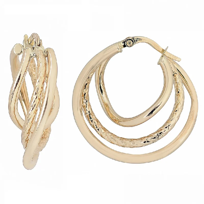 lightweight tassel earrings for summer outfits -Fremada 10k Yellow Gold High Polish and Diamond-cut Overlapping Hoop Earrings