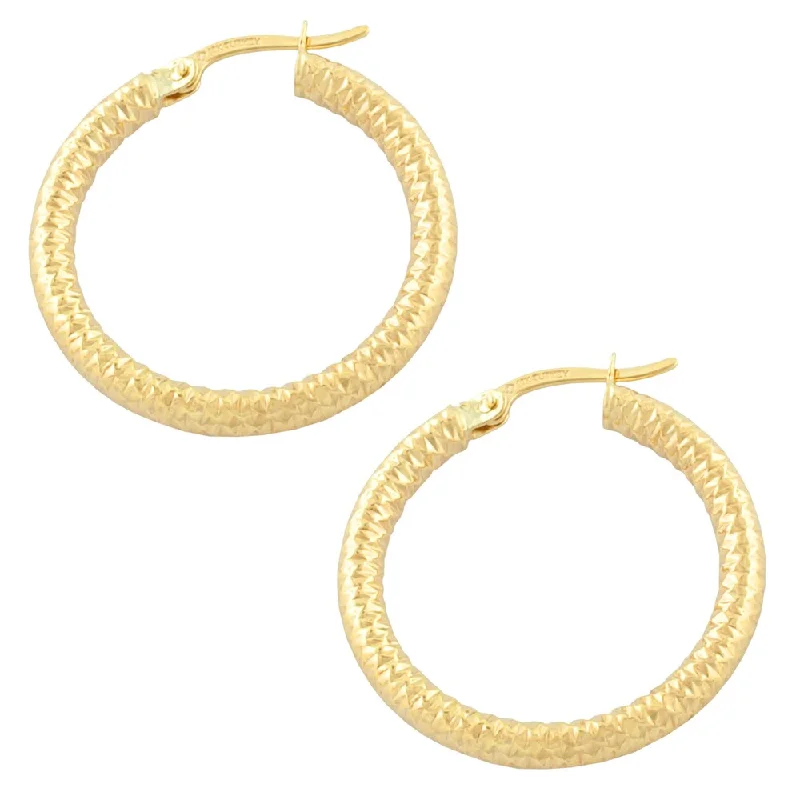 trendy drop earrings for a chic look -Fremada 10k Yellow Gold Ribbed Hoop Earring