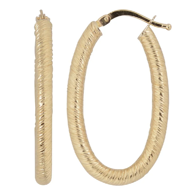 statement gold earrings for modern elegance -Fremada 10k Yellow Gold Textured Oval Hoop Earrings