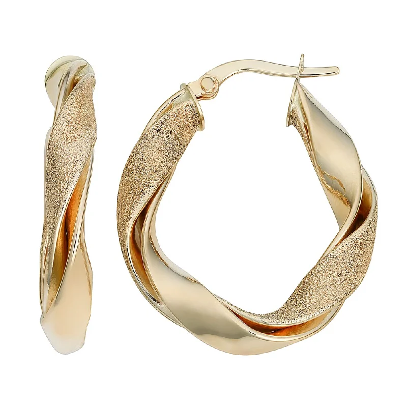 minimalist ear studs for sleek looks -Fremada 10k Yellow Gold Twisted Oval Hoop Earrings