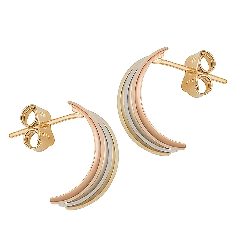 stylish ear cuffs for bold fashion -Fremada 14k Tri-color Gold Half Hoop Earrings