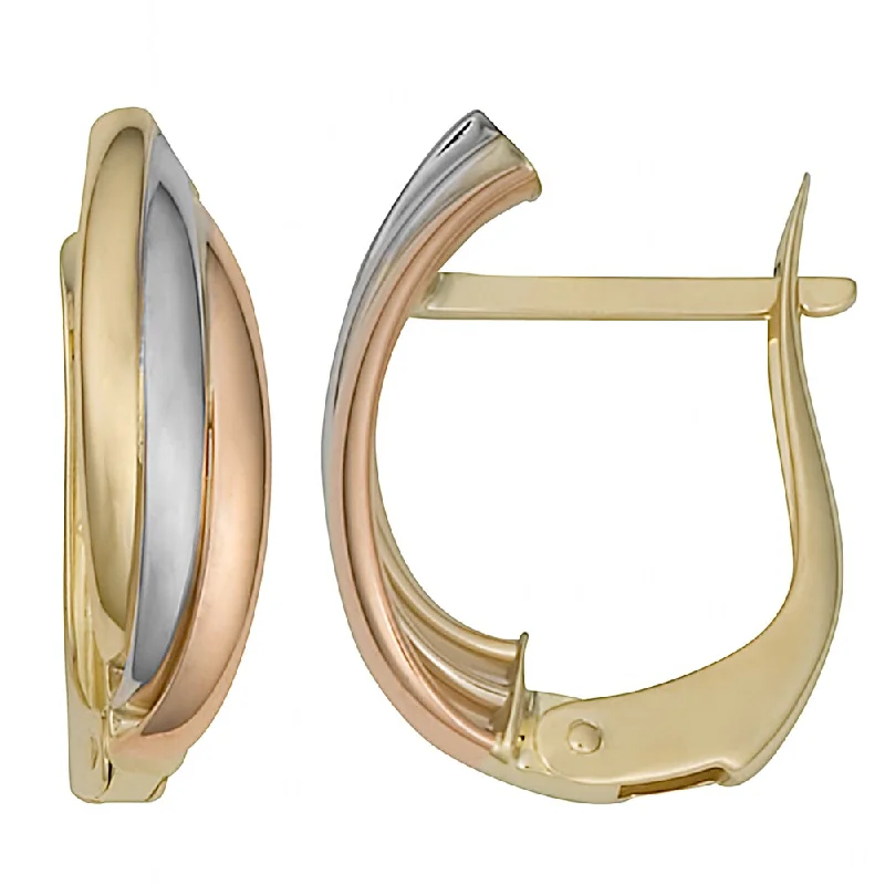 colorful crystal earrings for vibrant fashion -Fremada 14k Tri-Color Gold Omega Back Hoop Earrings