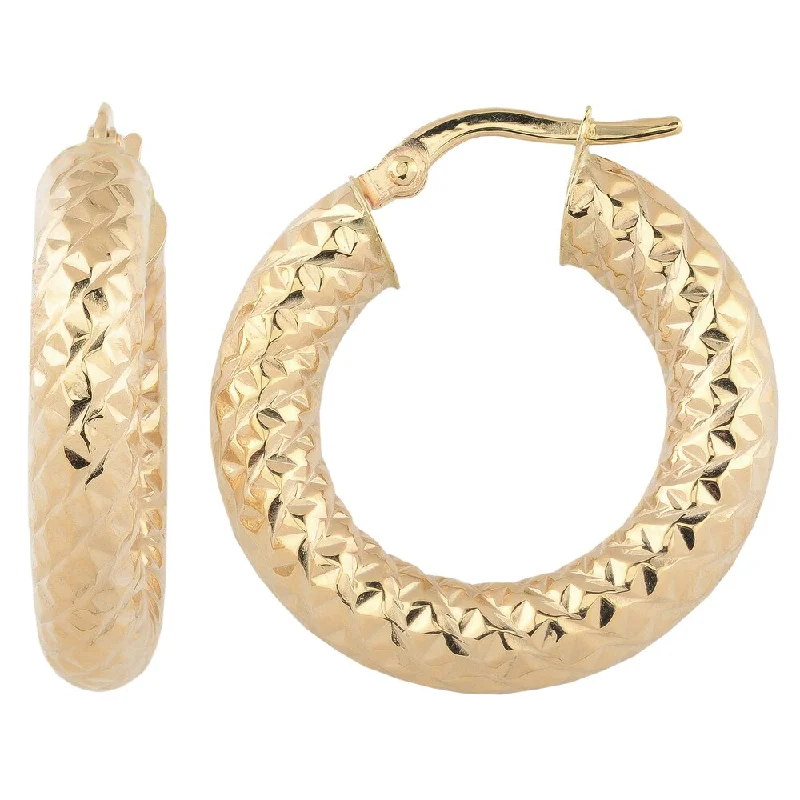 modern geometric earrings for edgy elegance -Fremada Italian 14k Yellow Gold 5x15-mm Bold Hoop Earrings