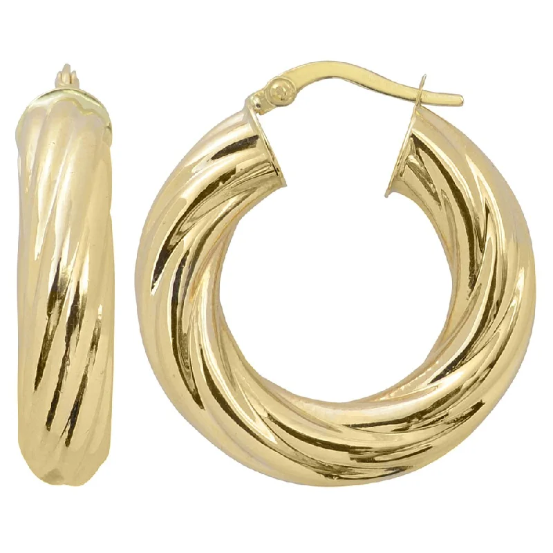 luxurious gemstone earrings for a polished look -Fremada Italian 14k Yellow Gold 6x15-mm High Polish Bold Twist Hoop Earrings