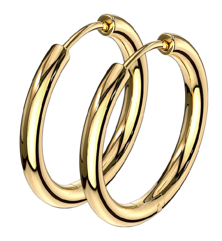 luxurious gold earrings for a refined style -Gold PVD Stainless Steel Hinged Hoop Earrings