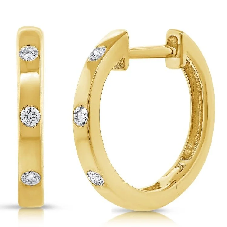 sleek gold earrings for contemporary elegance -Joelle Diamond Hoop Earrings 14K Gold