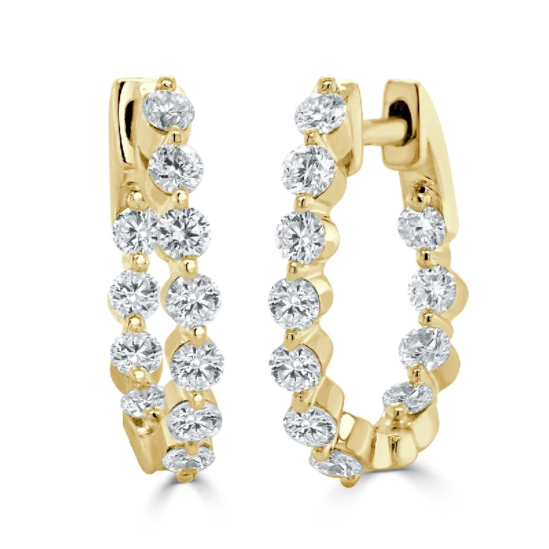 intricate chain earrings for sophisticated looks -Joelle Diamond Hoop Earrings 14K Gold