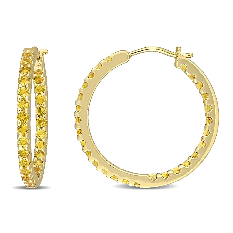 fun geometric ear cuffs for modern fashion -Miadora 10k Yellow Gold Citrine Inside Outside Hoop Earrings