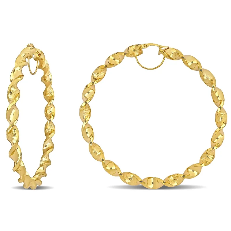 luxurious diamond earrings for elegant glamour -Miadora 74mm Twisted Hoop Earrings in 14k Yellow Gold