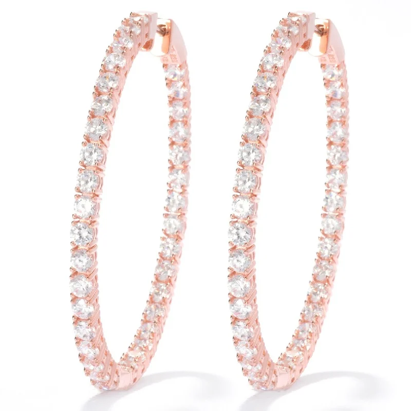 sparkling crystal ear cuffs for a trendy finish -Rose Plating Over Sterling Silver White Zircon Hoop Earrings