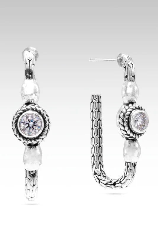 intricate silver earrings for detailed charm -Seek Wisdom Hoops™ in Moissanite