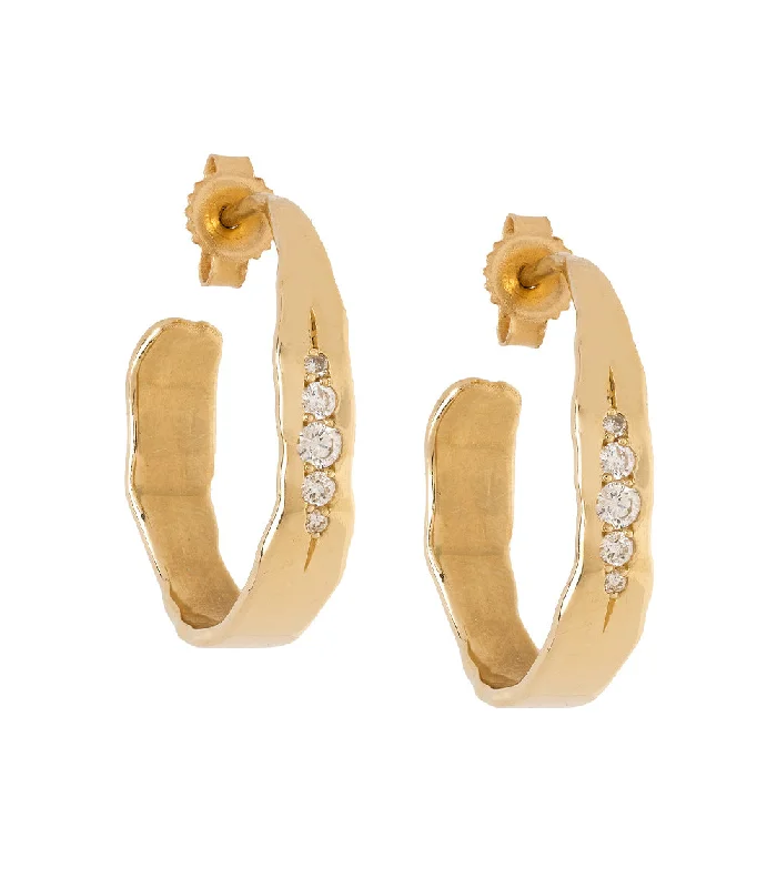 chic gemstone ear cuffs for trendy fashion -Small Torn Paper Hoops