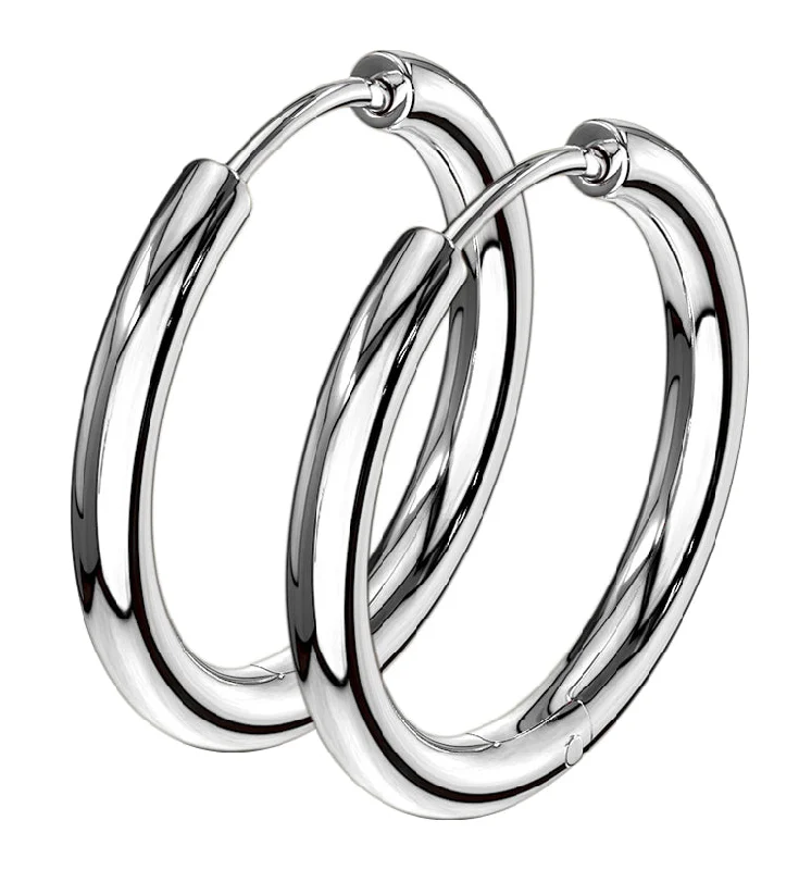 large statement earrings for bold personalities -Stainless Steel Hinged Hoop Earrings