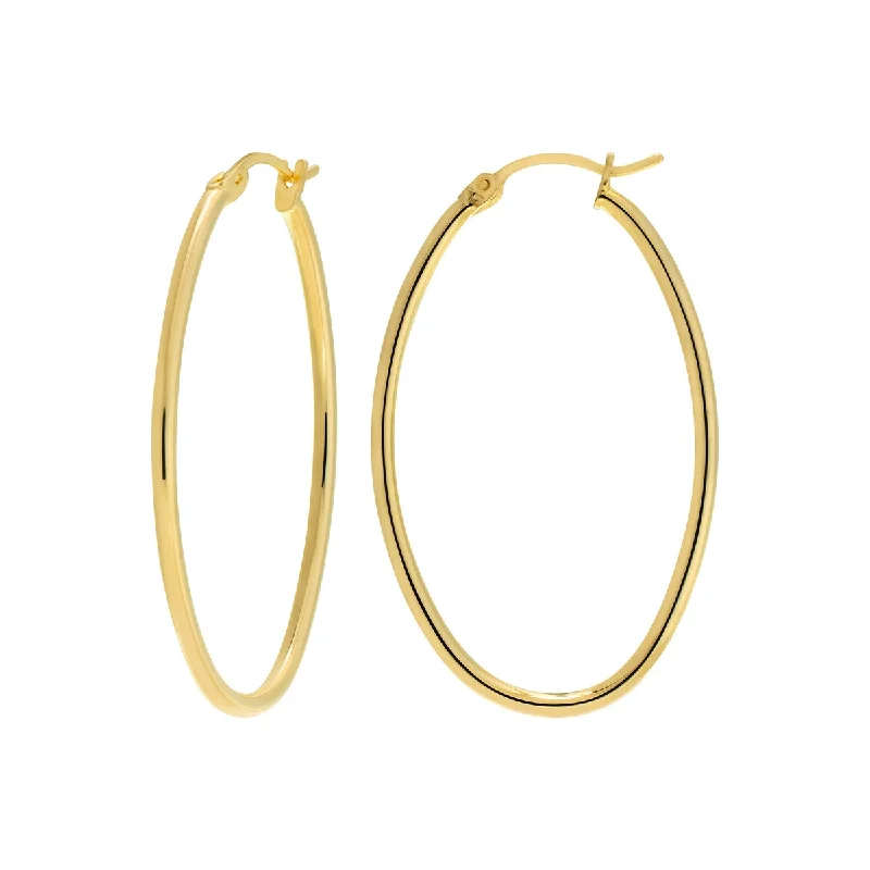 silver thread earrings for delicate fashion -Victoria Townsend Yellow Gold over Sterling Silver Oval Hoop Earrings