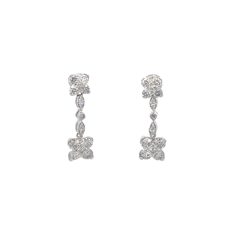 delicate gemstone earrings for refined beauty -White Gold Diamond Drop Earrings