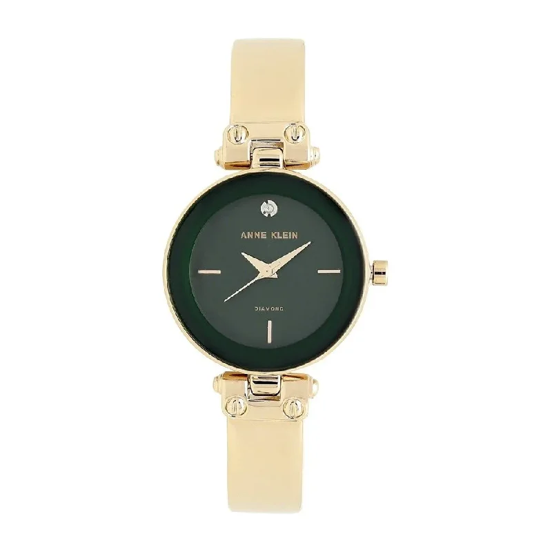 luxury watches for men with unique dials -Anne Klein Womens Green Dial Metallic Analogue Watch - NBAK3236GNRG