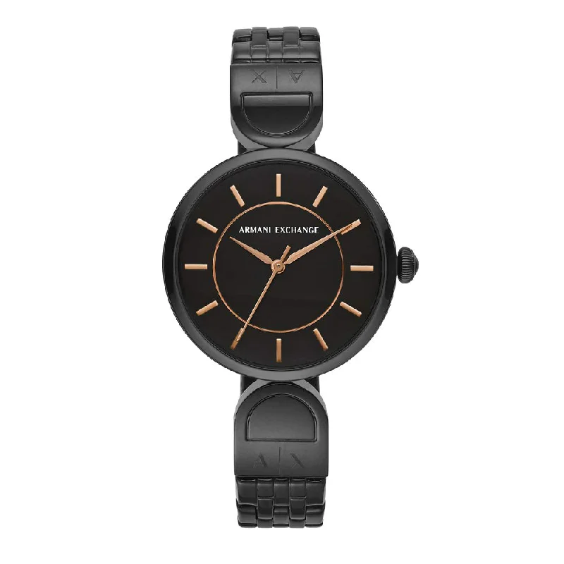 custom-designed watches for personal gifts -Armani Exchange Brooke Analog Black Dial Women's Watch-AX5380