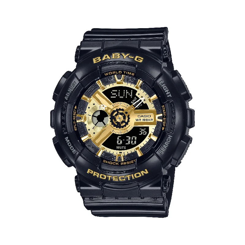 best outdoor watches with durability features -Casio Baby-G Layered 3D Metallic Face Women's Black Resin Band Watch BA110-1A BA-110-1A BA110X-1A BA-110X-1A