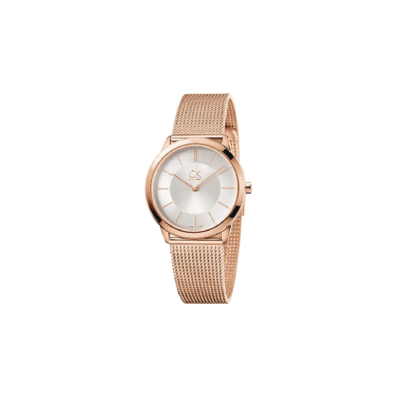 high-tech smartwatches for fitness enthusiasts -Calvin Klein Minimal Silver Dial Analogue Womens Watch - K3M22626