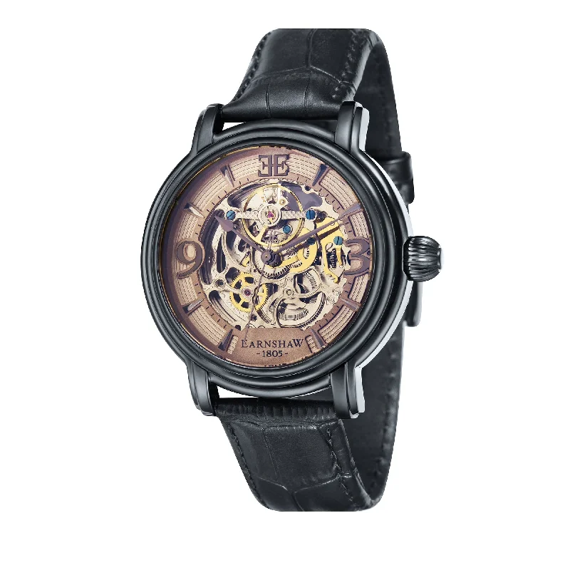 classic men’s watches with simple leather bands -Earnshaw ES-8011-08 Longcase Automatic Skeleton